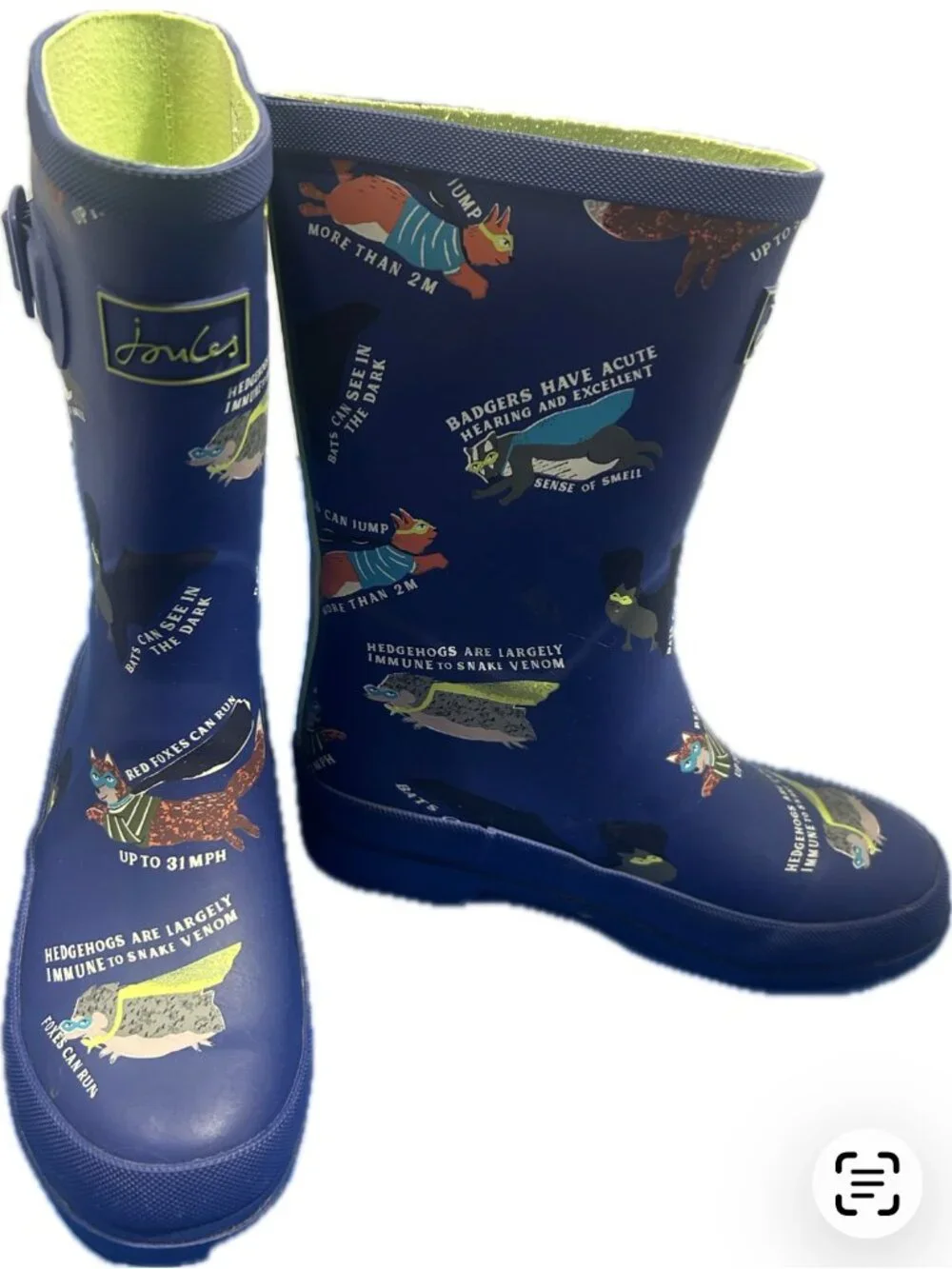 Joules Kid's Rain Boots - Blue Woodland Animal Print Size 4